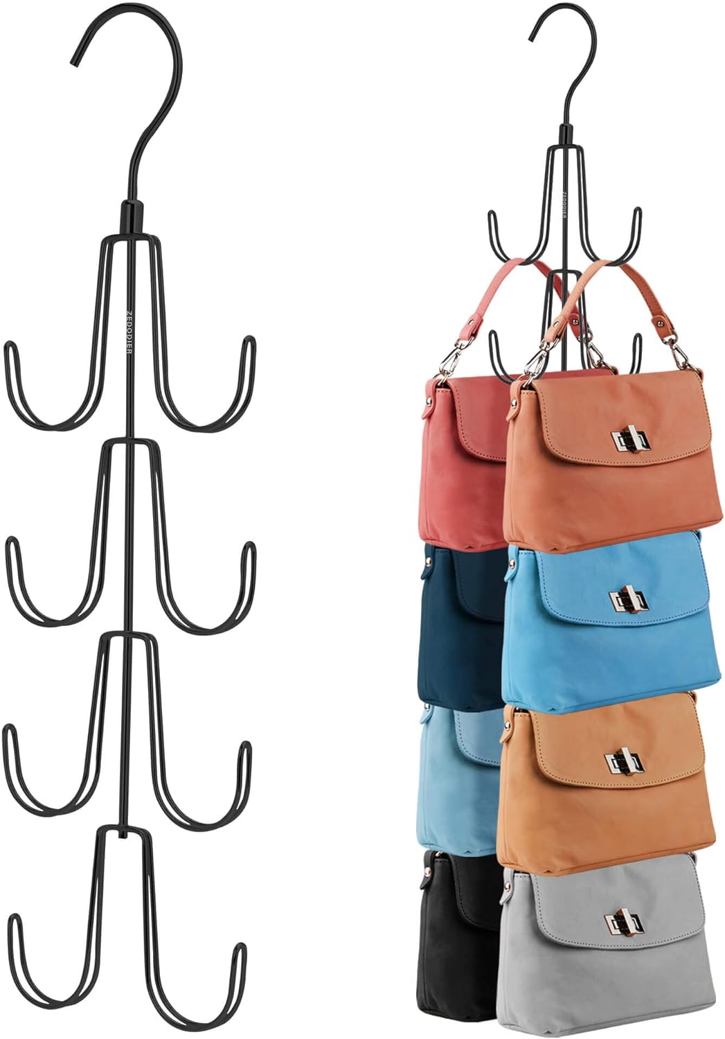 ZEDODIER 2 Pack Purse Hanger, Purse Organizer for Closet, Holds 12 Bags