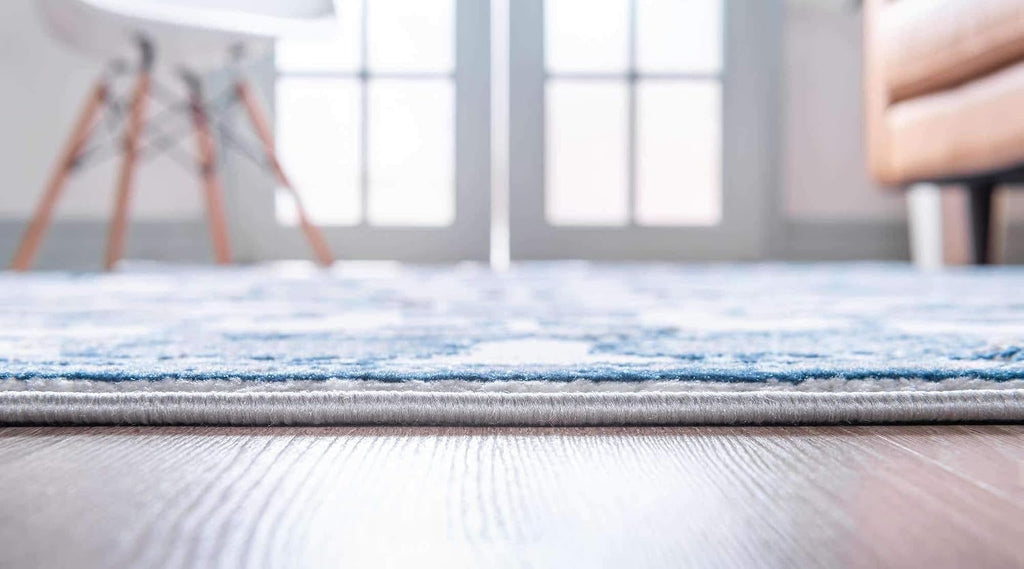 Unique Loom Boston Collection Area Rug - Floral (3' 3" Round, White Blue/ Gray)