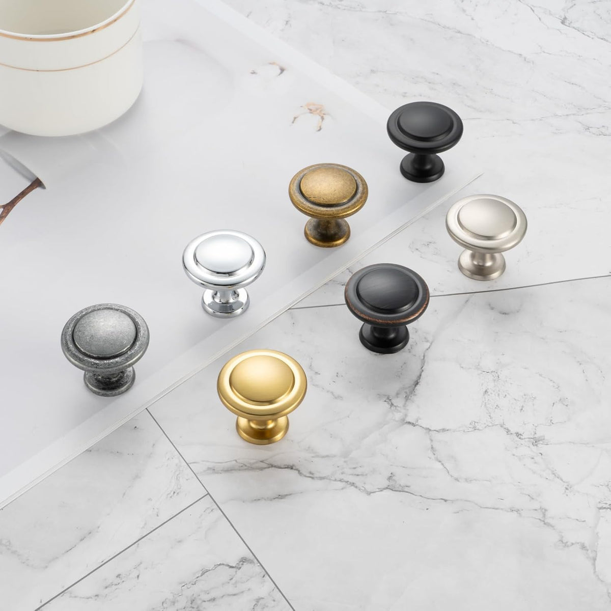 KOOFIZO 10 Pack Oil Rubbed Bronze Cabinet Knobs Pull Round Single Hole 1960