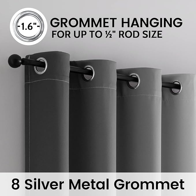 SimpleHome Grey and Greyish White Blackout Curtains - Image 3
