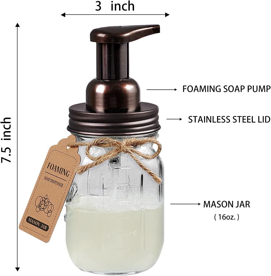 Amolliar Mason Jar Bathroom Accessories Set, 4Pcs Glass Rustic Bathroom Set
