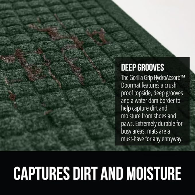 GORILLA GRIP® Ultra Absorbent Front Door Mat Outside Entrance, Traps Dirt and - Image 5