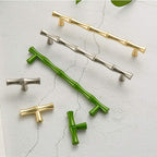 6Pcs Bamboo Shape Solid Zinc Alloy Cabinet Knobs Handles, Dresser Drawer Cabinet Cupboard Closet Door Pulls Decorative Furniture Accessories KnobS (Length 4.9"/Hole Distance 3.8", Golden)