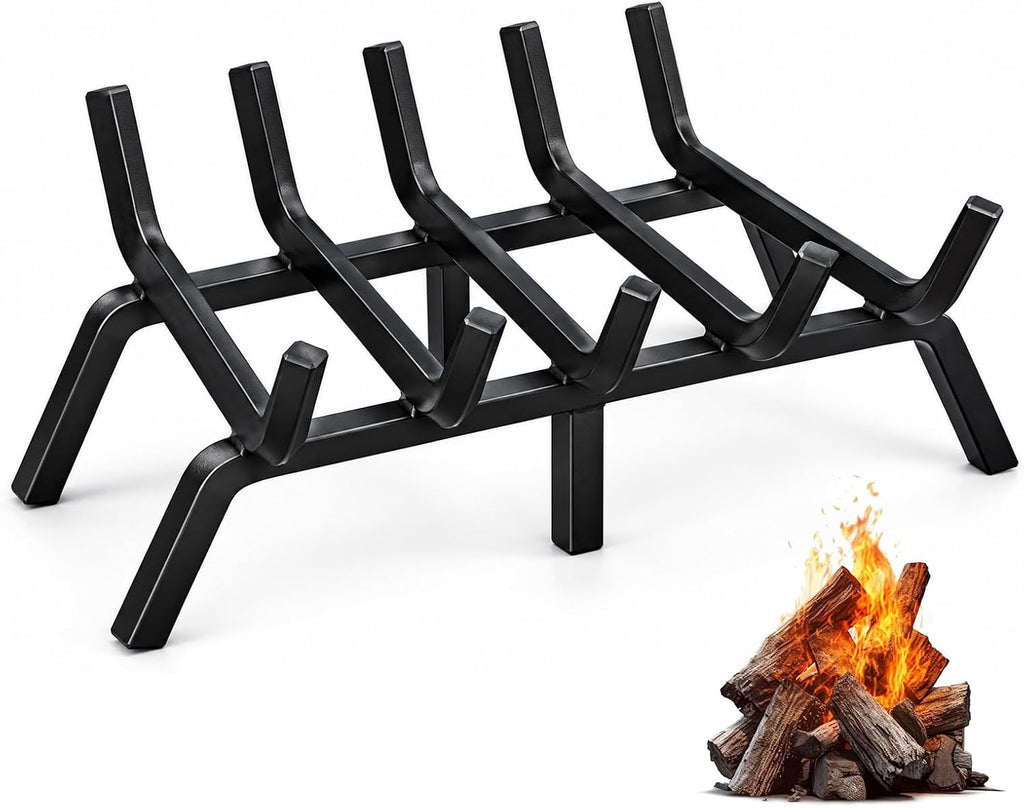17 Inch Small Fireplace Grate, 1/2" Solid Steel Log Holder