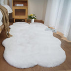 Ghouse Soft Faux Sheepskin Fur Rug 4x6 White Fluffy Bedside Rug Plush Shag by Ghouse