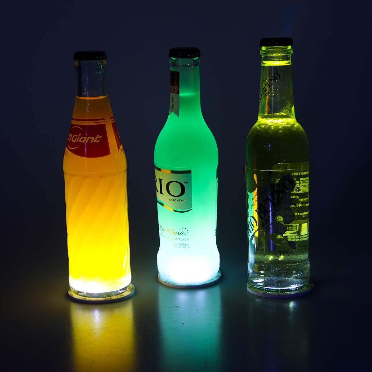 12P LED Coasters for Drinks, Led Bar Coaster for Bottle Liquor Sticker