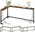 MAHANCRIS 102.3" Console Table with Adjustable Height 24"-32.7" & 2 Outlets