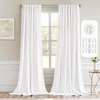 MIULEE Pure White Back Tab Blackout Curtain 96 Inch Long 2 Panels Set by MIULEE