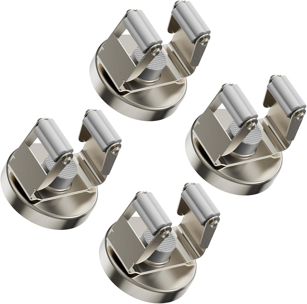 ULIBERMAGNET Magnetic Mop Broom Holder,Heavy Duty Movable Magnetic Tools Holder,Anti-Slip Magnet Mounted Utility Storage Mop Shovel Hanger for Garage, Kitchen, Laundry, Garden(8 Pack/Silver)
