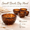 4PCS Tortoise Shell Glass Bowls - 12oz Amber Small Serving Bowl
