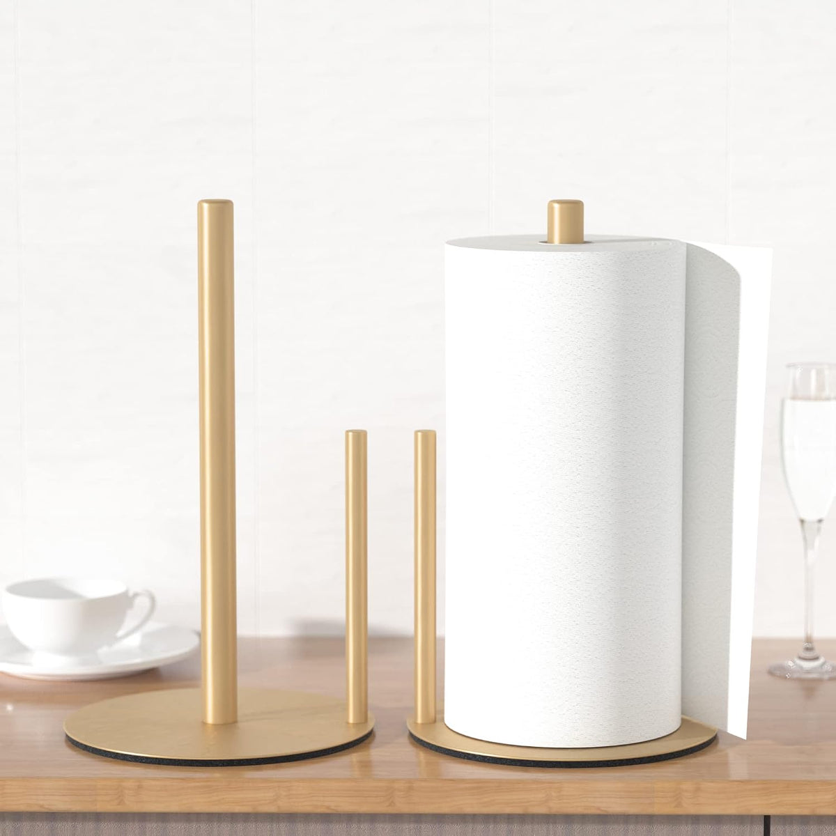 Paper Towel Holder Gold Stainless Steel Kitchen Countertop Roll Organizer