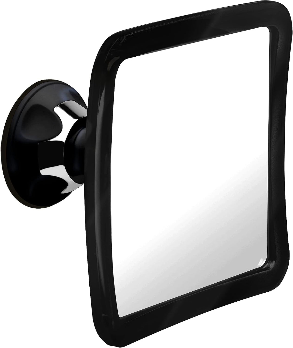 MIRRORVANA Fogless Shower Mirror for Shaving with Upgraded Suction, Anti Fog Shatterproof Surface and 360° Swivel, 1X Magnifying, 6.3 x 6.3 Inch (Black)