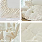 ANGIYUIN 5 Pieces Camel Twin Size Comforter Set for Kids Girls Ruffled Bedding Set Boho Farmhouse Bed Sets Shabby Fluffy Elegance Bed in A Bag with Sheets(Camel Twin)