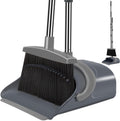 Ivandar Broom and Dustpan Set, Dust pan with Long Handle, Broom with Dustpan Combo Set, Broom and Dustpan for Home, Indoor or Outdoor Cleaning Tool (Deep Gray&Light Gray)