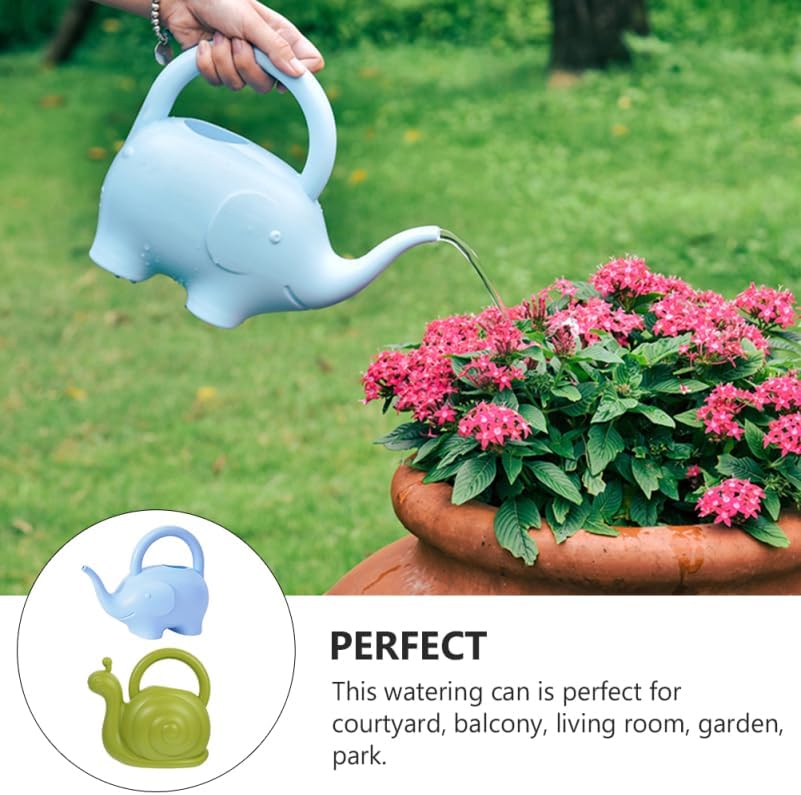 TOYANDONA 2Pcs Animal Watering Can - Small Water Can Plant Watering Pot for Indoor Outdoor Garden Plants, Adorable Elephant Snail Design