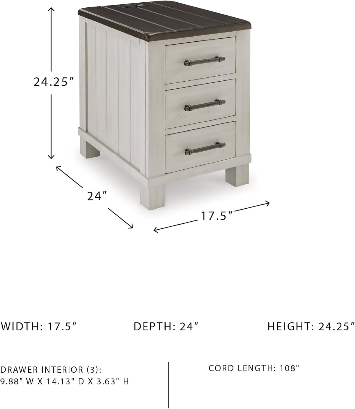 Signature Design by Ashley Chairside End Table with Charging Station