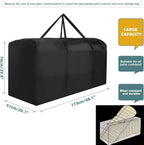 68" Extra Large Waterproof Outdoor Cushion Storage Bag – Heavy Duty Patio Furniture Cover with Zipper,Handles for Pool Decor,Christmas Tree Storage & Moving (173x76x51cm) (Black)