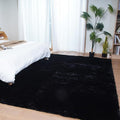 Ghouse Black 8x10 Area Rug Fluffy Faux Rabbit Fur Rug Black Plush Shag Rug by Ghouse