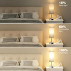 Fenmzee Grey Bedside Lamp for Bedroom, Dimmable Touch, USB A+C, AC Outlet