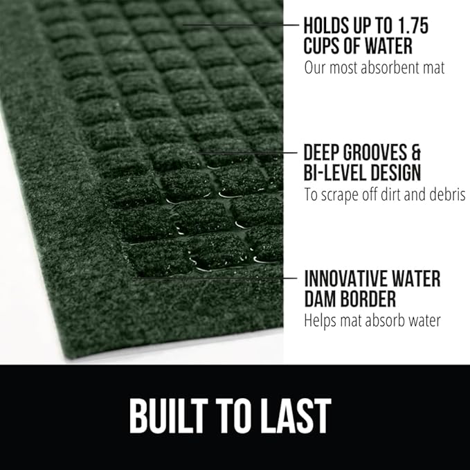GORILLA GRIP® Ultra Absorbent Front Door Mat Outside Entrance, Traps Dirt and - Image 3
