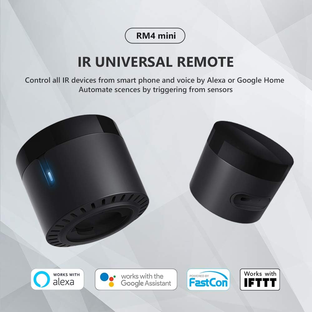 BroadLink RM4 Mini IR Universal Remote Control (2.4 GHz Wi-Fi Only), Smart Home Automation Wi-Fi Infrared Blaster for TV, AC, STB Audio, Works with Alexa, Google Home, IFTTT