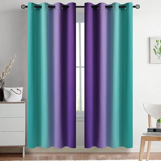 Yakamok Ombre Teal and Purple Curtains - Image 2