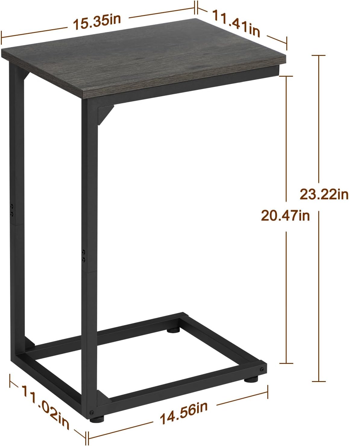 AMHANCIBLE C Shaped End Table Set of 2, Couch Side Table that Slide Under