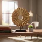 Modern Abstract Round Decorative Sculpture, Dining Living Room Desk Decor,Geometric Home Decor Statues,Shelf Top Decor Aesthetics, Coffee Tables or Office Shelves（Golden）