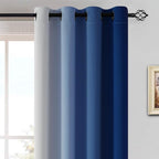 Yakamok Greyish White and Royal Blue Ombre Curtains, Light Blocking Curtains - Image 3