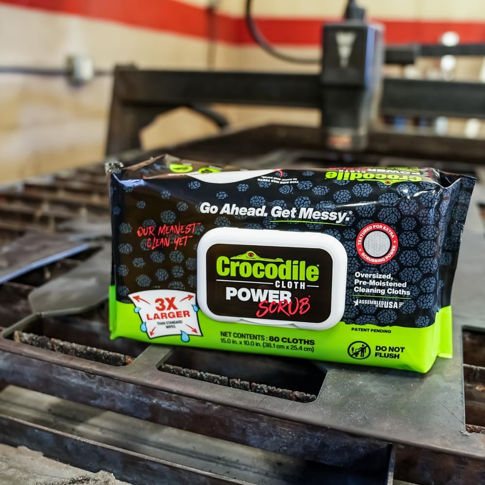 Crocodile Cloth PowerSCRUB Heavy-Duty Hand & Tool Cleaning Wipes, 80 Count