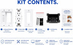 Premium in Wall TV Cable Management Kit for 65+ Inch Smart TVs with Recessed Triple Outlet Box, Wire Hider, Pass Through Plate, Low Voltage Cable Plate, Wire Concealer, Home Theater DIY