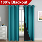 NICETOWN Peacock Teal Blackout Curtains 84 inches Long, Full Light Blocking - Image 2