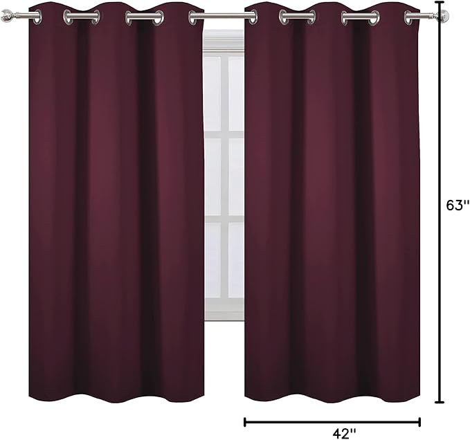 LEMOMO Burgundy Red Blackout Curtains 42 x 63 Inch Length/Set of 2 Curtain - Image 10
