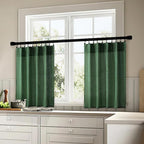 MIULEE Emerald Green Kitchen Curtains 24 Inch Length 2 Panels, Soft Thick Linen - Image 2