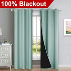 NICETOWN Aqua Blue Blackout Curtains 80 inches Long, Full Light Blocking Drapes - Image 2