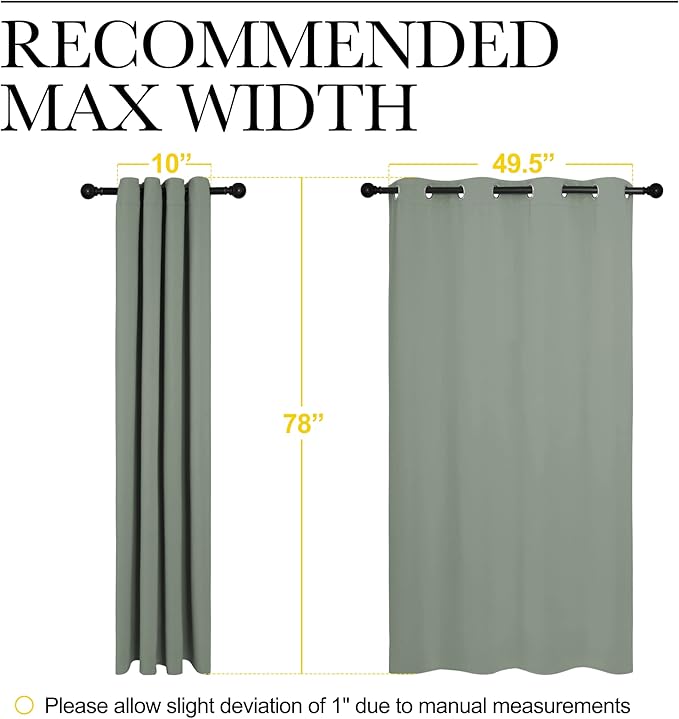 NICETOWN Greyish Green Blackout Curtains 78" Long - Image 7