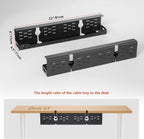 Univivi Under Desk Cable Management Tray, Cable Management, 32 inch, Black