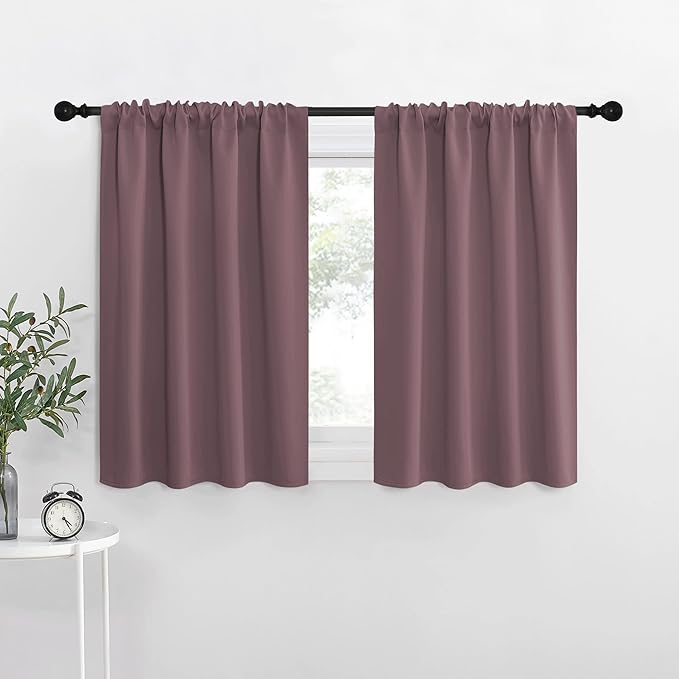 NICETOWN RV Blackout Curtains for Camper Windows, Dry Rose, Kitchen Curtains by NICETOWN