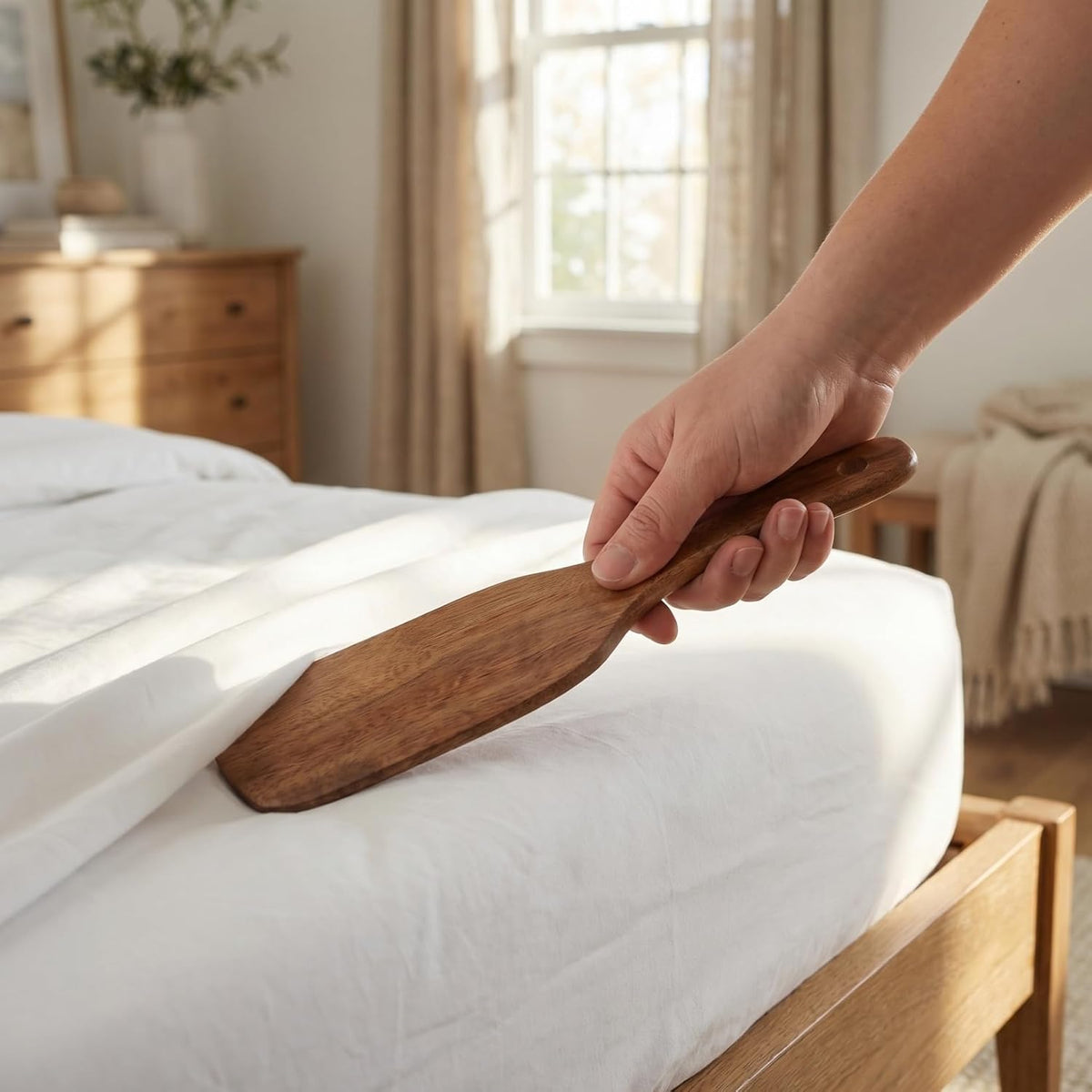 ABOOFAN 2pcs Mattress Lifters Acacia Wood 10.10X2.44X0.47in