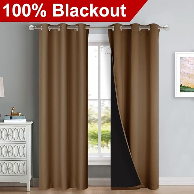 NICETOWN Blackout Curtains 80 inches Long, 2 Pieces, Full Light Blocking Drapes - Image 2