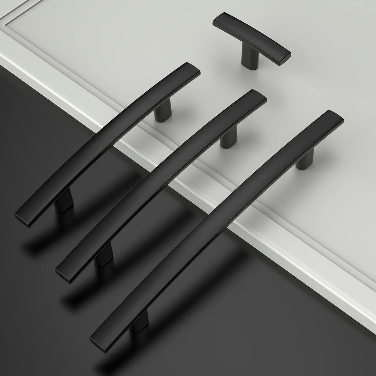 Amerdeco 10 Pack Matte Black Cabinet Knobs Single Hole Cabinet Handles 2 Inch Solid Zinc Alloy Cupboard Drawer Knobs Kitchen Cabinet Knobs T Bar Hardware ZH0003MBK