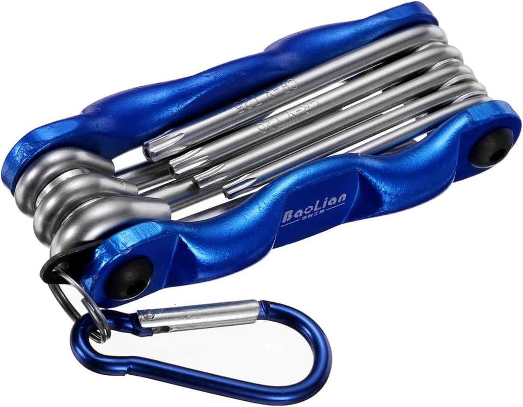 HARFINGTON Folding Hex Key Wrench T9-T40 Torx Star CR-V Steel Portable