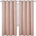 LEMOMO Blackout Curtains 66 x 72 Inch Long Blush Curtains Set of 2 Panels Room - Image 2