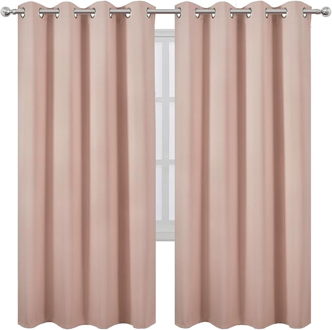 LEMOMO Blackout Curtains 66 x 72 Inch Long Blush Curtains Set of 2 Panels Room - Image 2