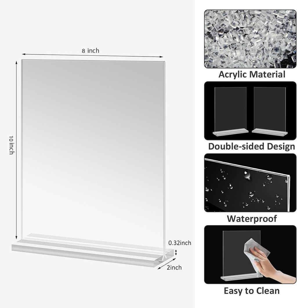 Acrylic Picture Frames 8x10 inches, 4 Pack Clear Plastic Picture Frames Holder Standing,8x10 Double Sided Picture Desktop Display for Photo Home Office -Vertical