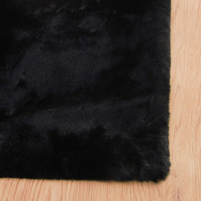 ORINOVA Black Fluffy Rug 5x7 Area Rugs - Image 7