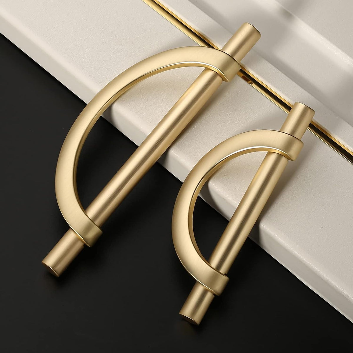 Amerdeco 10 Pack Brushed Gold Cabinet Pulls 5 Inch(128MM) Hole Centers Kitchen Cabinet Handles Hardware Kitchen Handles for Cabinets Cupboard Handles Drawer Pulls