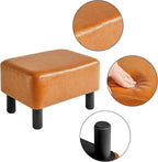 IBUYKE Small Footstool Ottoman, PU Faux Leather Footrest, Orange RF-BD217