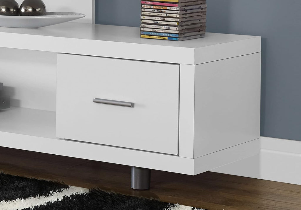 Monarch Specialties TV Stand with 1 Drawer, 60"W, White