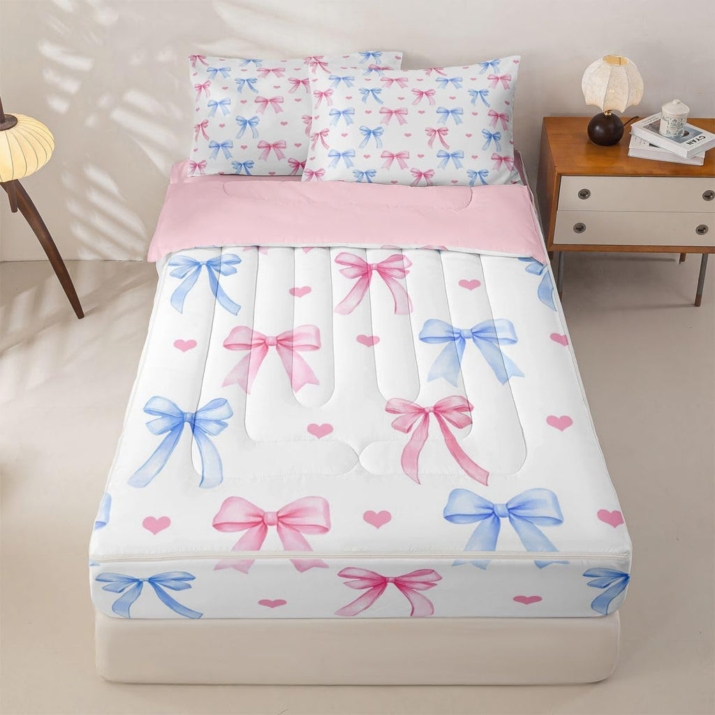 Erosebridal Ribbon Bowknot Zipper Bedding Set Twin Zip Up Bedding
